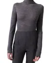 Carolina Herrera Sheer Knit Turtleneck Wool Top In Gray