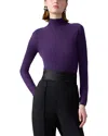 Carolina Herrera Sheer Knit Turtleneck Wool Top In Purple