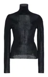 Carolina Herrera Sheer Turtleneck Sweater In Black