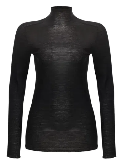 Carolina Herrera Sheer Turtleneck Top In Black