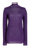 Carolina Herrera Sheer Virgin-wool Turtleneck Sweater In Purple