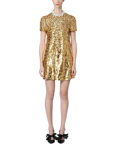 Carolina Herrera Sequin-embellished Short-sleeve Minidress In Gold