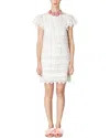 Carolina Herrera Embroidered Mini Shift Dress With Ruffle Sleeves
