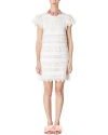 Carolina Herrera Embroidered Mini Shift Dress With Ruffle Sleeves In White