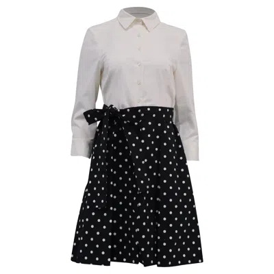 Carolina Herrera Shirt Dress With Polka Dot Skirt In White Cotton In Multi