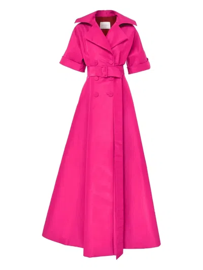 Carolina Herrera Short-sleeve Belted Maxi Dress In Pink