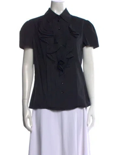Pre-owned Carolina Herrera Short Sleeve Blouse In Black