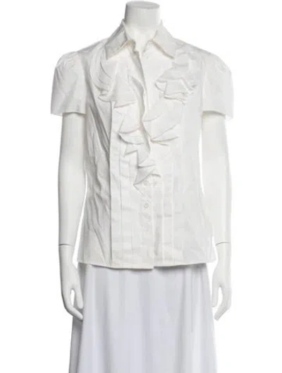 Pre-owned Carolina Herrera Short Sleeve Blouse In Neutrals