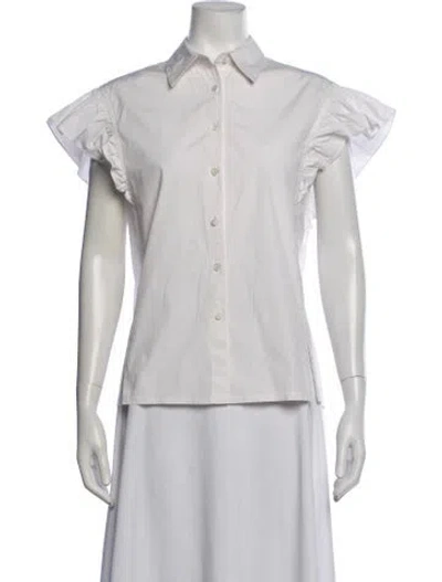 Pre-owned Carolina Herrera Short Sleeve Blouse In White