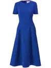 Carolina Herrera Short-sleeve Crew-neck Midi Dress In Blue