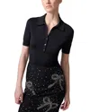 Carolina Herrera Short Sleeve Polo Top In Black