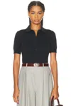 Carolina Herrera Short Sleeve Polo Top In Black