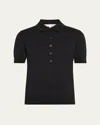 Carolina Herrera Short-sleeve Silk-blend Polo Shirt In Black