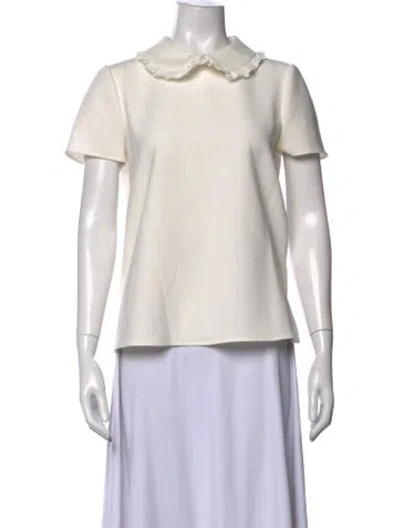 Pre-owned Carolina Herrera Short Sleeve Top In Neutrals