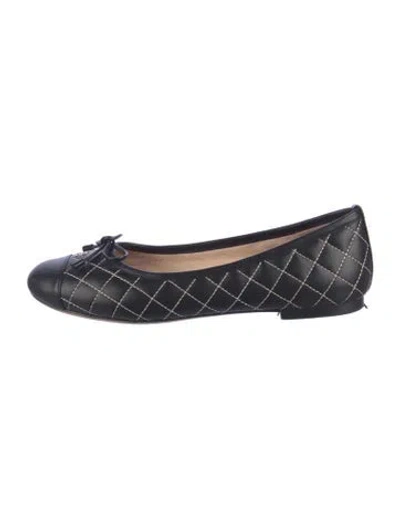 Pre-owned Carolina Herrera Signature Logo Leather Ballet Flats In Blue