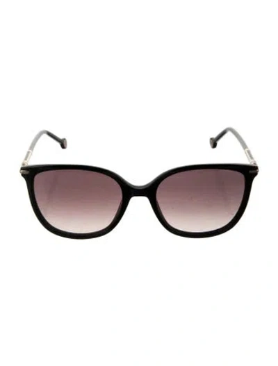 Pre-owned Carolina Herrera Signature Logo Oversize Sunglasses In Black