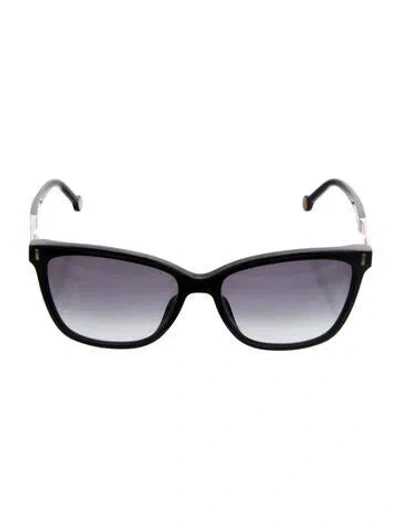 Pre-owned Carolina Herrera Signature Logo Square Sunglasses In Black