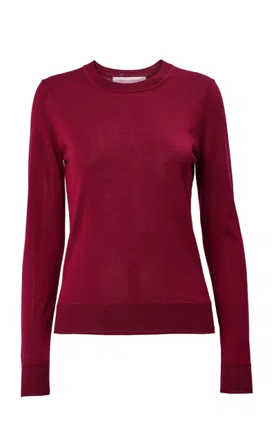 Carolina Herrera Signature Merino Silk Sweater In Burgundy