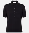 Carolina Herrera Short-sleeve Silk-blend Polo Shirt In Black