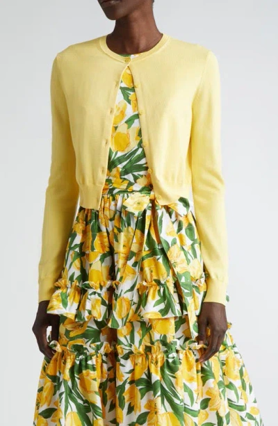 Carolina Herrera Women's Silk-cotton Crop Cardigan In Sunshine Yellow