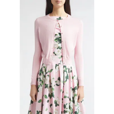 Carolina Herrera Silk & Cotton Crop Cardigan In Pink