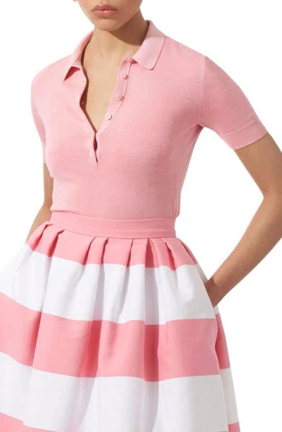 Carolina Herrera Silk & Cotton Polo In Shell Pink