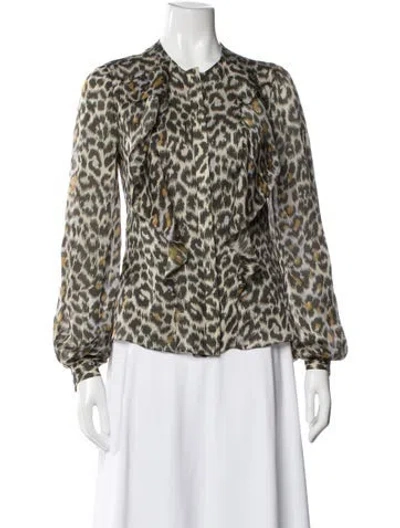 Pre-owned Carolina Herrera Silk Animal Print Blouse In Multicolor