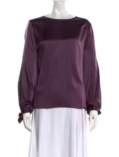 Pre-owned Carolina Herrera Silk Bateau Neckline Blouse In Purple
