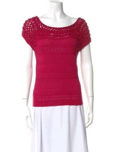 Pre-owned Carolina Herrera Silk Bateau Neckline Sweater In Red