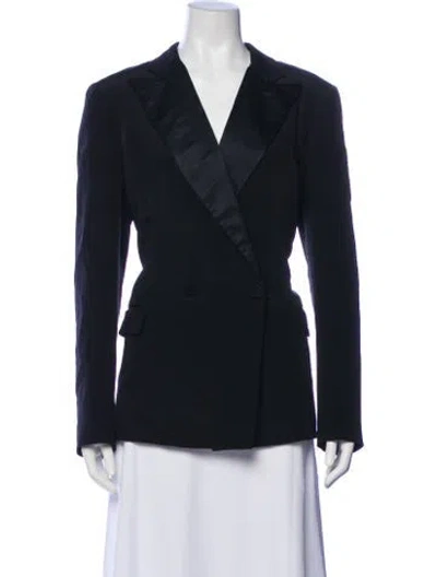 Pre-owned Carolina Herrera Silk Blazer In Blue