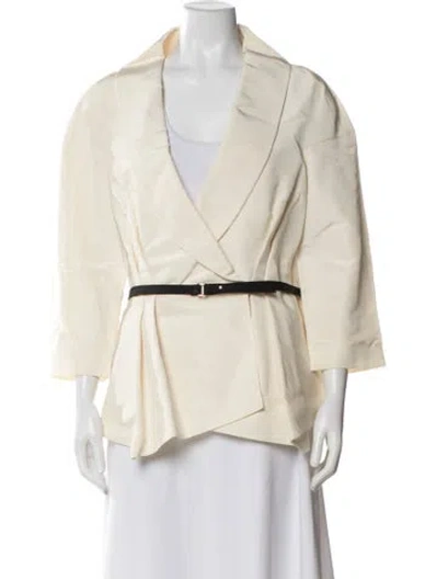 Pre-owned Carolina Herrera Silk Blazer In Neutral