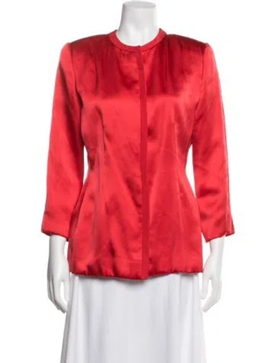 Pre-owned Carolina Herrera Silk Blazer In Orange/red