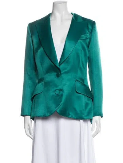 Pre-owned Carolina Herrera Silk Blazer W/ Tags In Blue