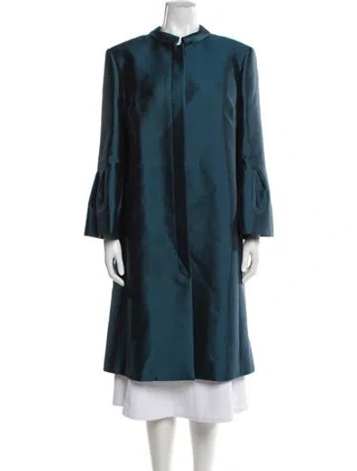 Pre-owned Carolina Herrera Silk Coat In Blue