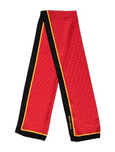 Pre-owned Carolina Herrera Silk Colorblock Pattern Scarf In Red