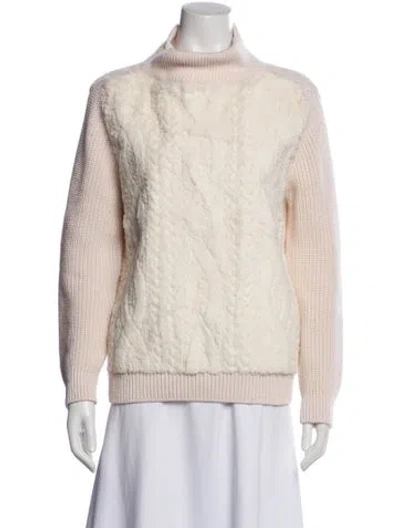 Pre-owned Carolina Herrera Silk Colorblock Pattern Sweater In Neutral