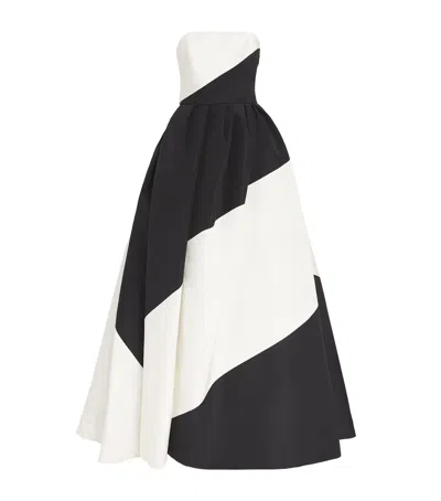 Carolina Herrera Silk Colour-block Strapless Gown In White