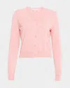 Carolina Herrera Silk-cotton Crewneck Cardigan In Pink