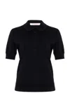 Carolina Herrera Silk-cotton Knit Polo Top In Black