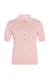 Carolina Herrera Silk-cotton Knit Polo Top In Pink