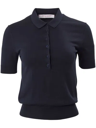 CAROLINA HERRERA SILK-COTTON KNITTED POLO SHIRT