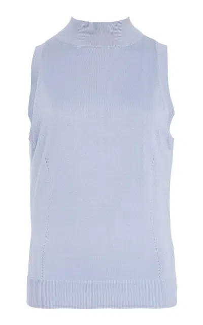 Carolina Herrera Silk-cotton Sleeveless Top In Blue