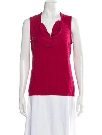 Pre-owned Carolina Herrera Silk Cowl Neck Sweater In Red
