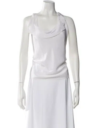 Pre-owned Carolina Herrera Silk Cowl Neck Top In Neutral