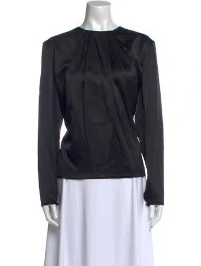 Pre-owned Carolina Herrera Silk Crew Neck Blouse In Black