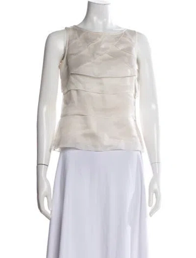 Pre-owned Carolina Herrera Silk Crew Neck Blouse In Gray