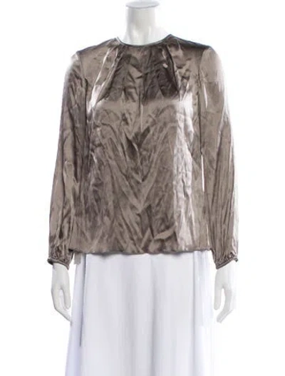 Pre-owned Carolina Herrera Silk Crew Neck Blouse In Multi