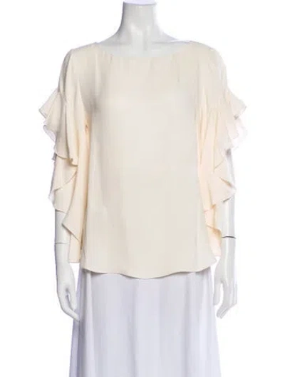 Pre-owned Carolina Herrera Silk Crew Neck Blouse In Neutral