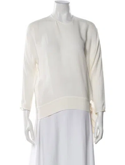 Pre-owned Carolina Herrera Silk Crew Neck Blouse In Neutral