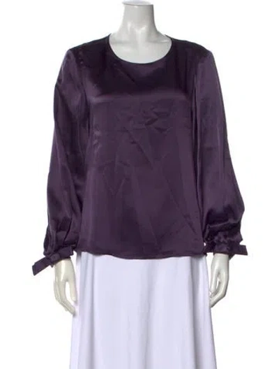 Pre-owned Carolina Herrera Silk Crew Neck Blouse In Purple